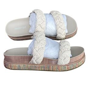 Johnny Was Braided Rope Sandals, Cream, Size 10, Brand New, $278 Retail